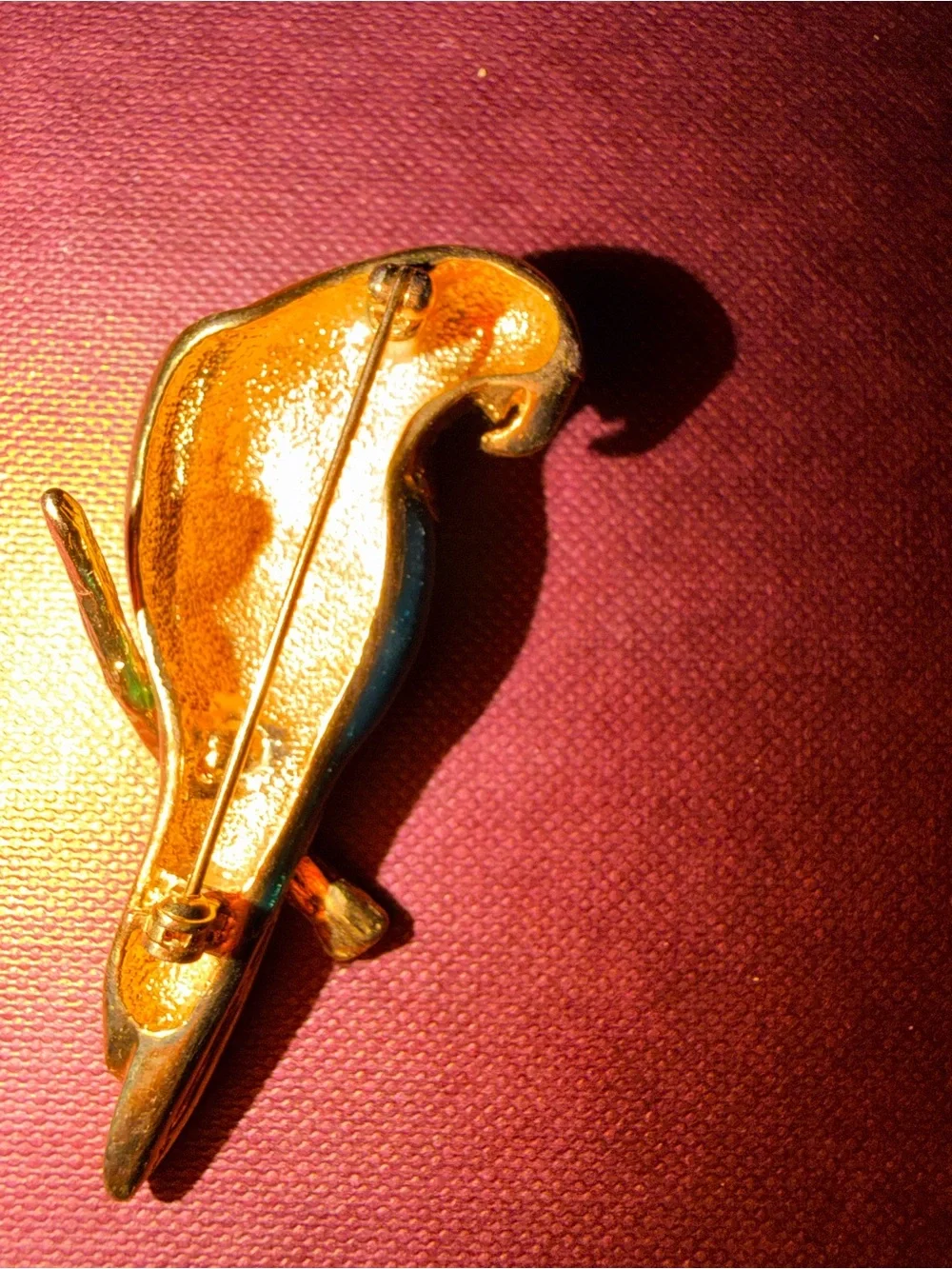 Vintage‎ Green Parrot Brooch with Crystal Accents